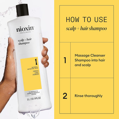 Nioxin Scalp and Hair Thickening System 1 Shampoo with Biotin 33.8 fl oz