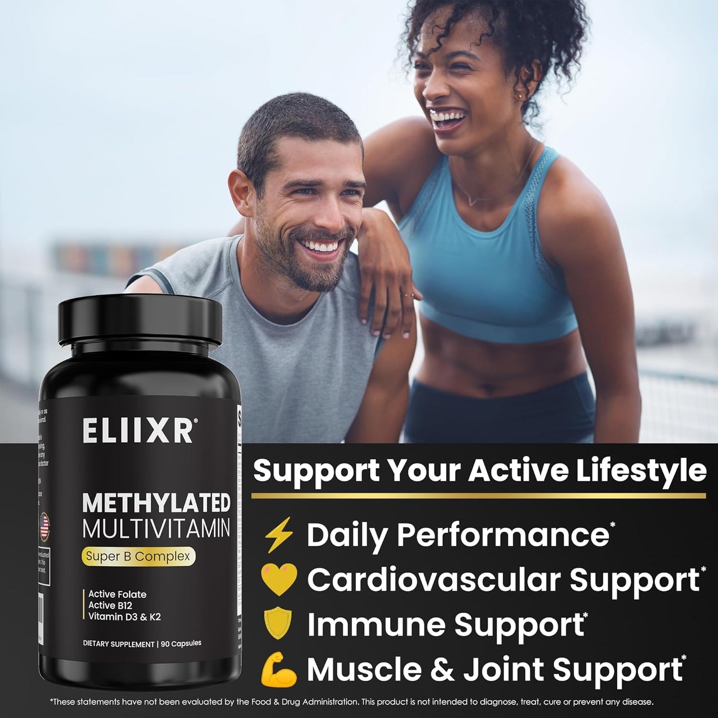 Eliixr Methylated Multivitamin Capsules with B Complex 90 Day Supply