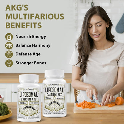Liposomal Calcium AKG Alpha Ketoglutaric Acid 1500 mg Softgels 60 Count
