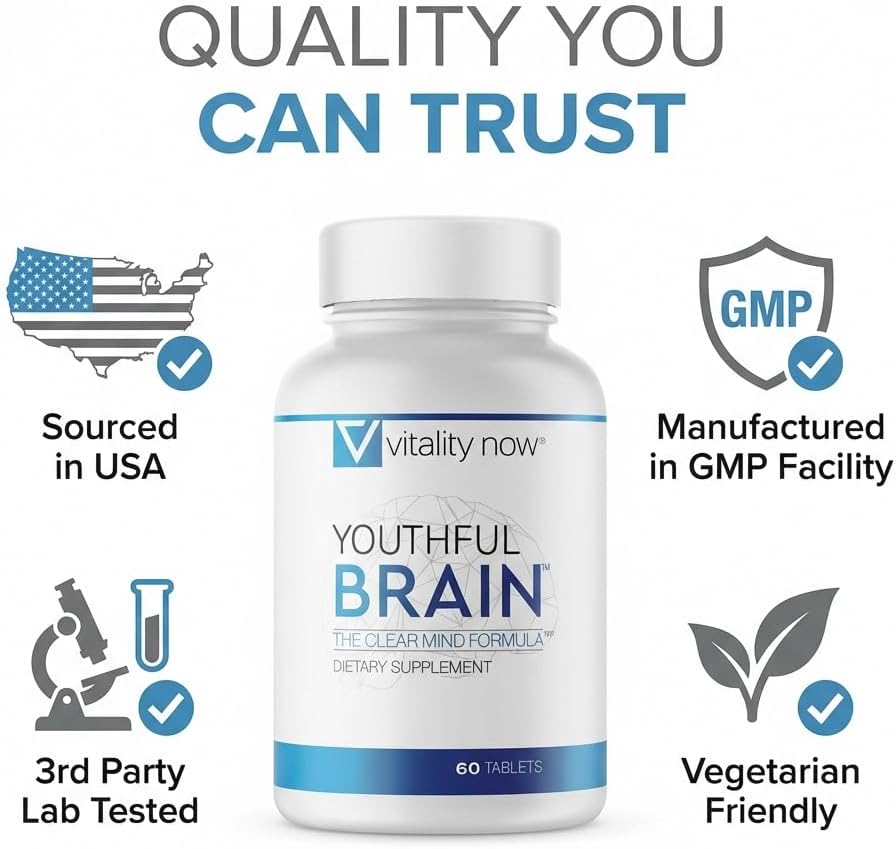 Youthful Brain Memory and Brain Health Support Tablets 60 Count