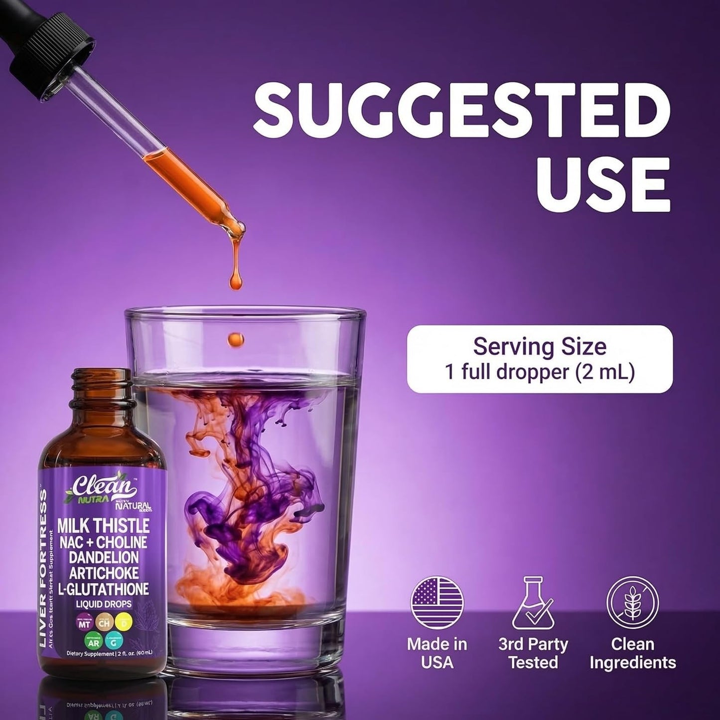 Clean Nutraceuticals NAC Milk Thistle Liver Support Liquid Drops Blend