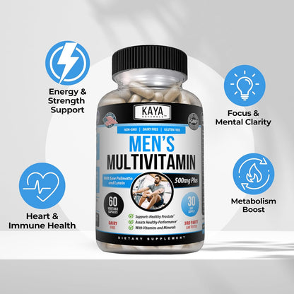 Kaya Naturals Men’s Multivitamin Prostate Support Daily Supplement 60 Veggie Capsules