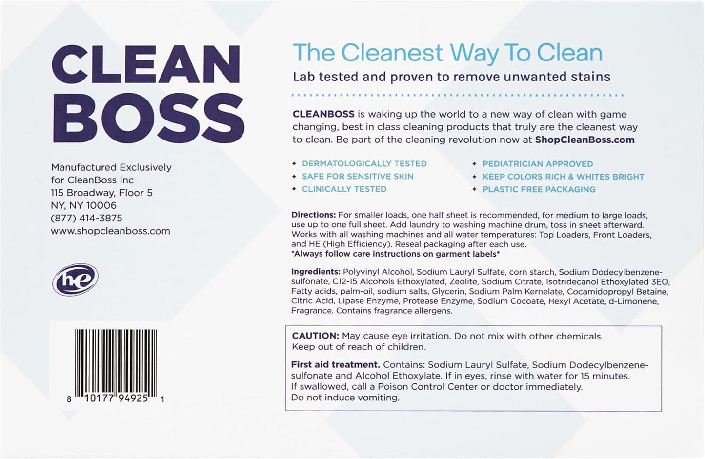 Clean Boss Laundry Detergent Sheets Smart Lavender Scent 60 Sheets 120 Loads