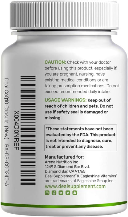 Deal Supplement CoQ10 100 mg with Omega-3 100 mg Capsules – 240 Count, Non-GMO