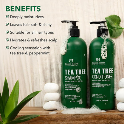 Botanic Hearth Tea Tree Shampoo and Conditioner Set Sulfate Free 16 fl oz