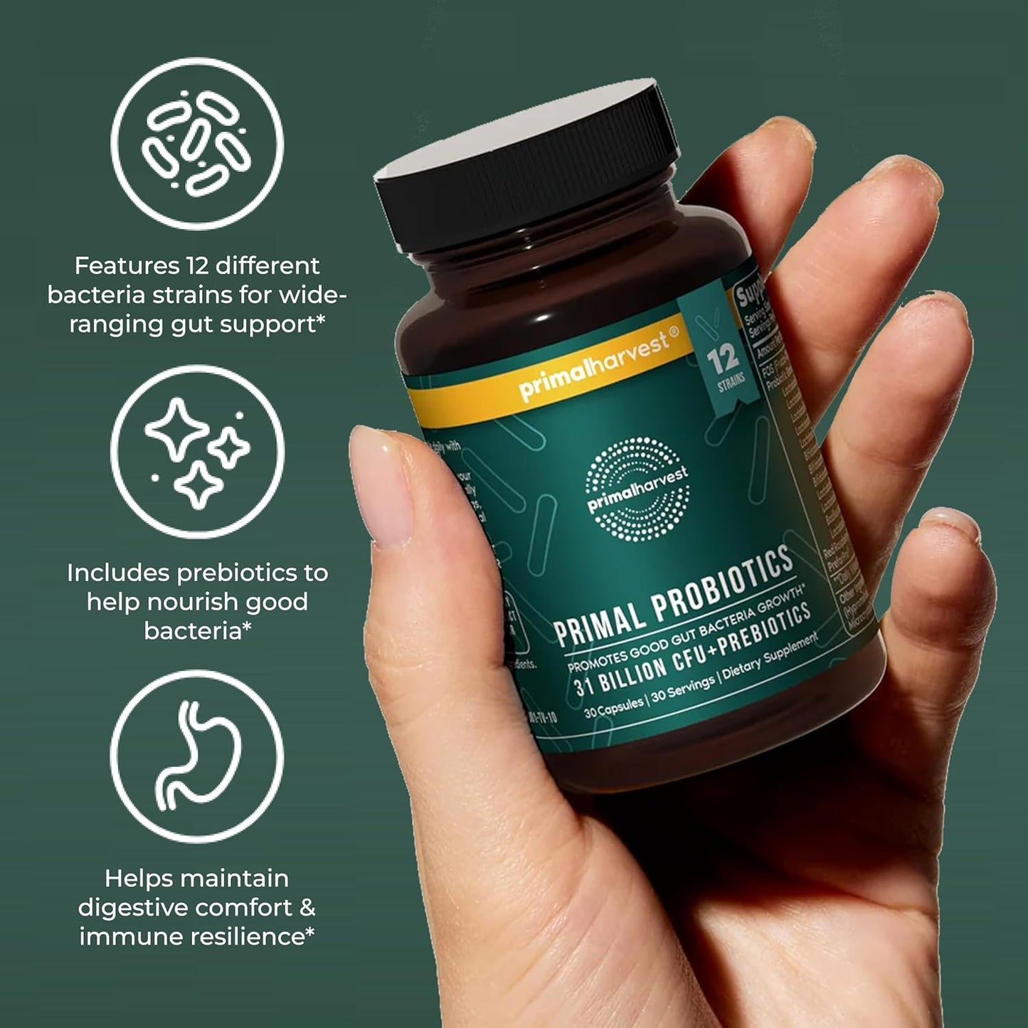 Primal Harvest Daily Probiotic 12 Strains Capsules 30 Count