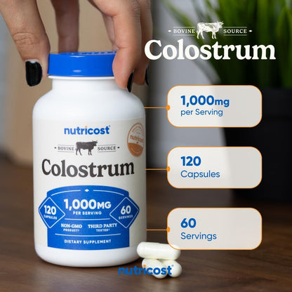 Nutricost Colostrum 1000 mg Capsules 120 Count 60 Servings