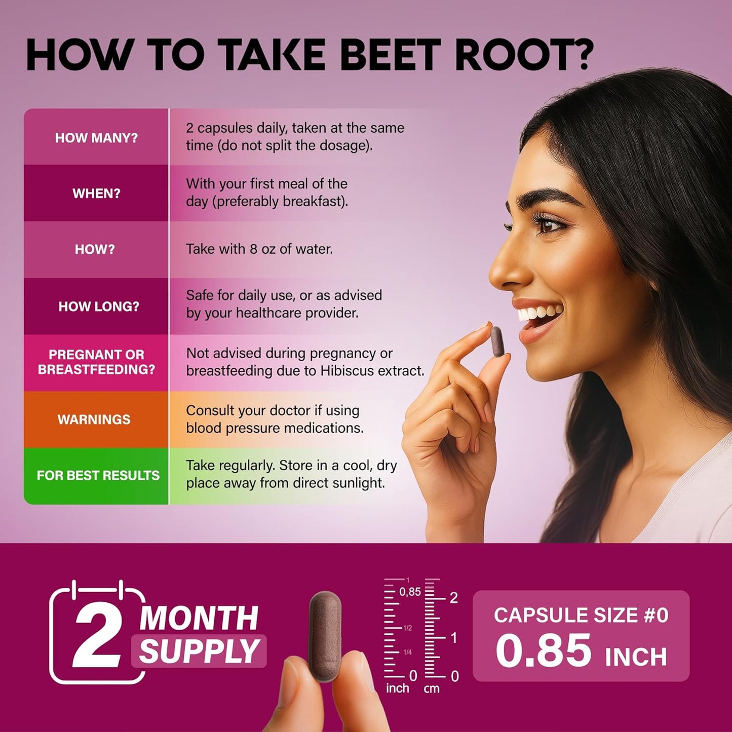 Beet Root 5 in 1 Complex Capsules Olive Leaf Hawthorn Hibiscus 120 Count