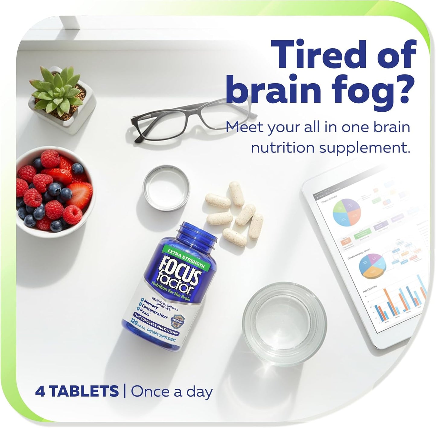 Focus Factor Adults Extra Strength Brain Health Multivitamin 120 Count