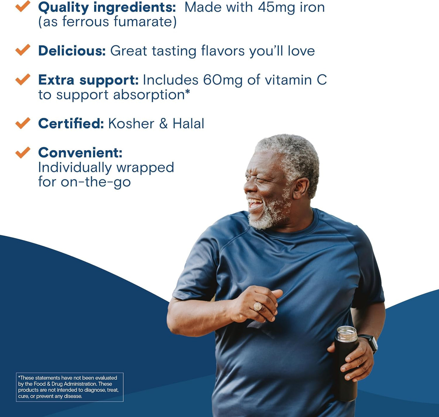 Bariatric Fusion Chewable Iron Supplement with Vitamin C Cherry Flavor 60 Count
