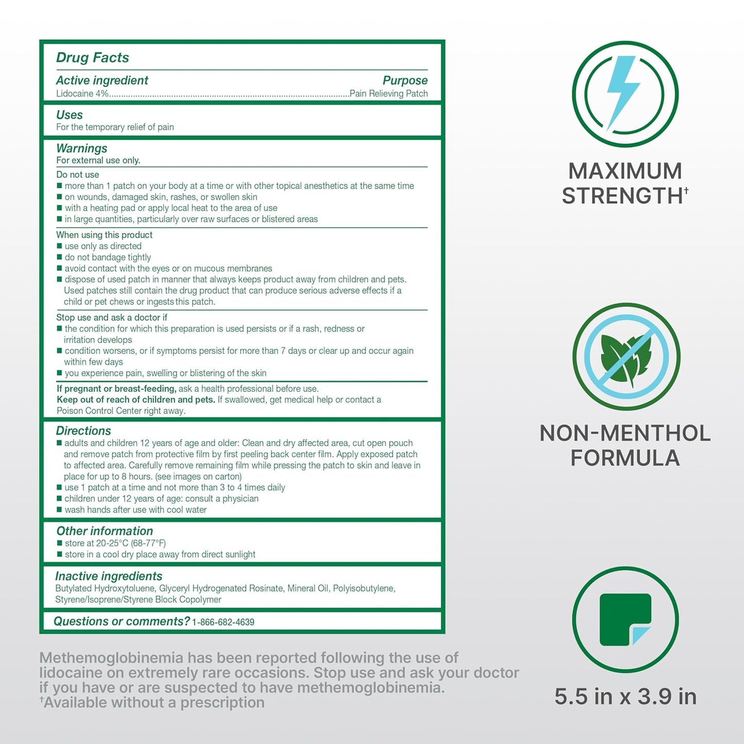 Biofreeze Ultraflex 4% Lidocaine Patches – Flexible Non-Menthol Topical Patches (4 Count)