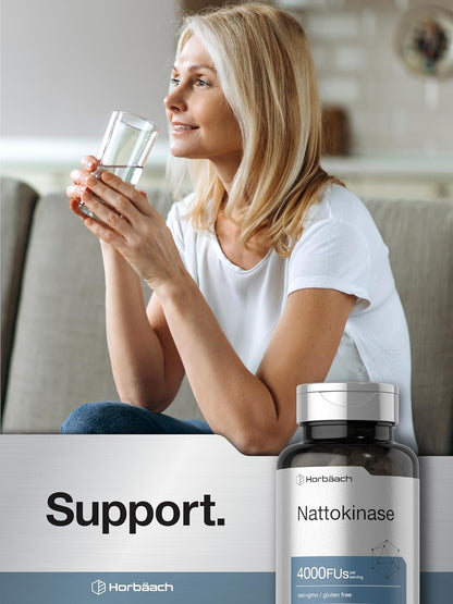 Horbäach Nattokinase 4000 FU Enzyme Supplement – Non-GMO, Gluten Free, 150 Capsules
