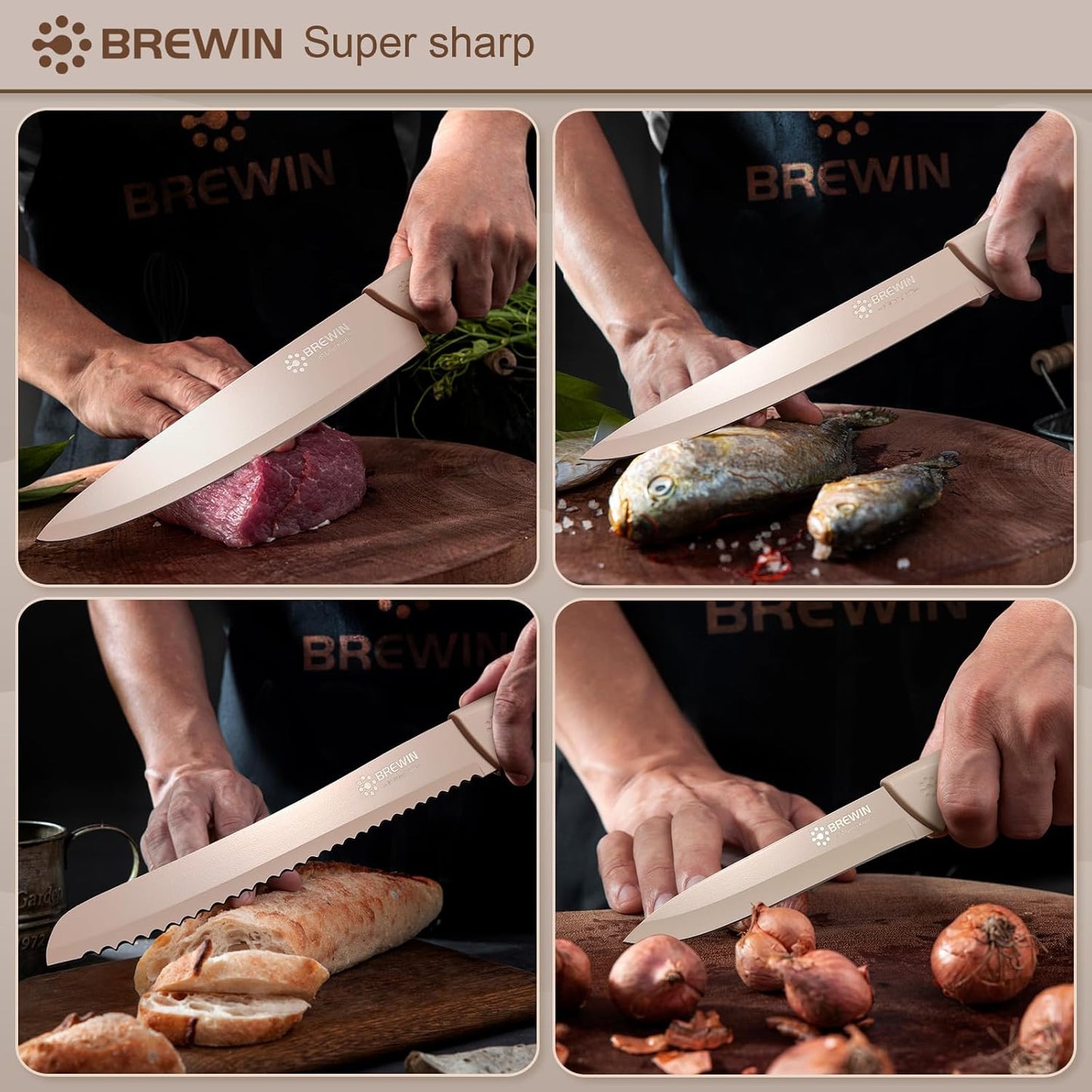 Brewin Kitchen Knife Set with Universal Knife Block Dishwasher Safe