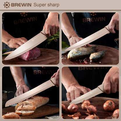Brewin Kitchen Knife Set with Universal Knife Block Dishwasher Safe
