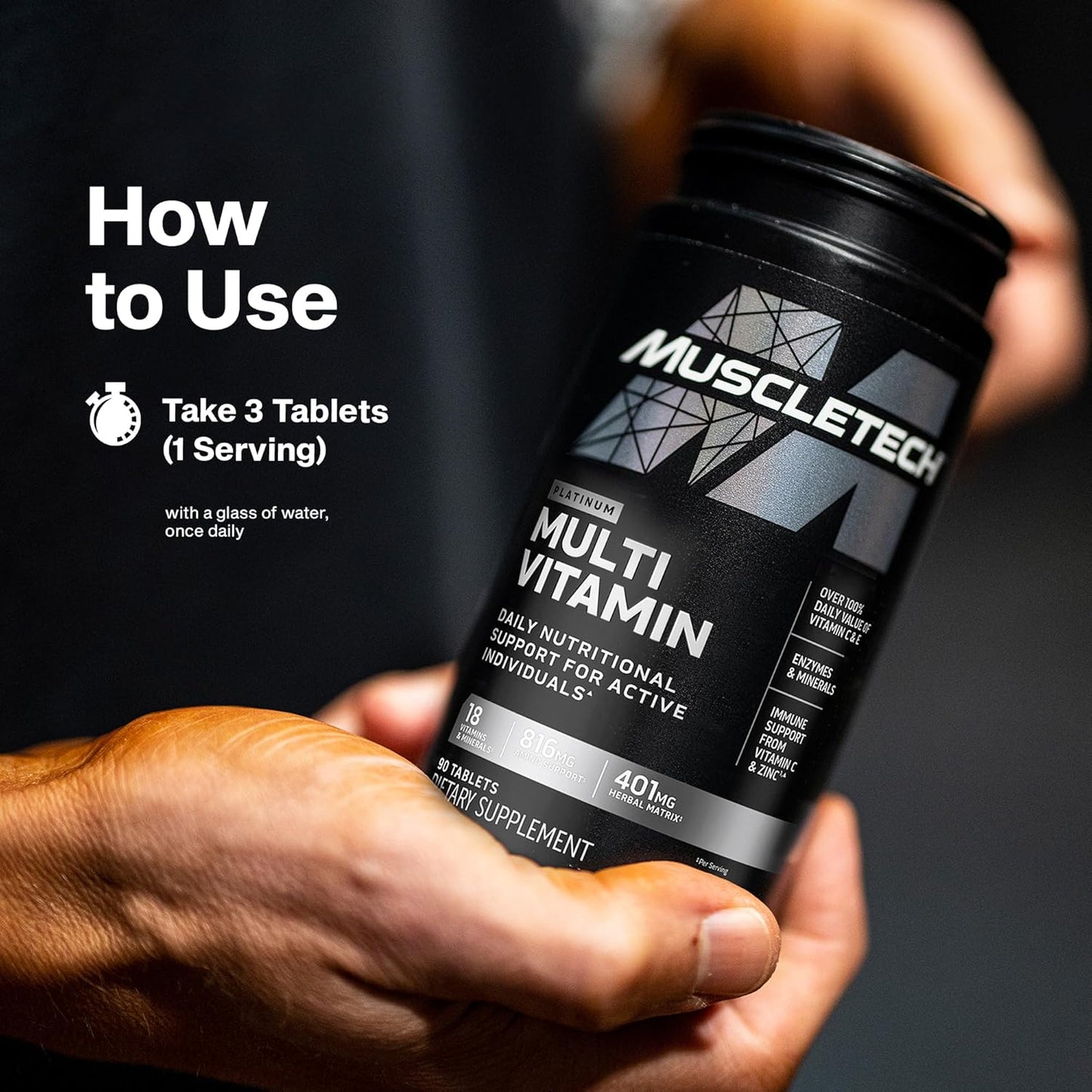 MuscleTech Platinum Multivitamin 18 Vitamins Minerals 90 Capsules