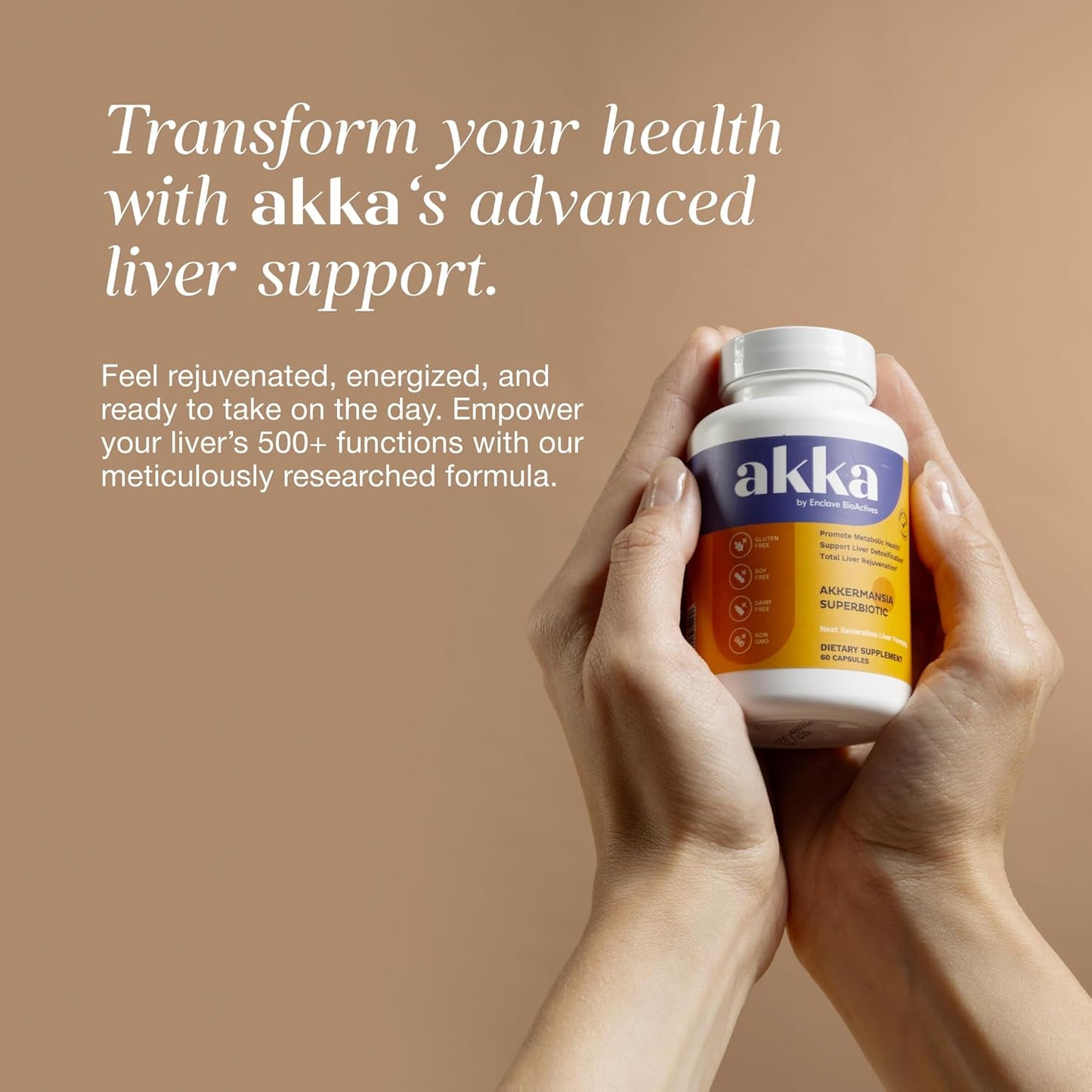 AKKA Premium Liver Supplement Capsules – Akkermansia Formula, Non-GMO, Gluten-Free, 60 Count