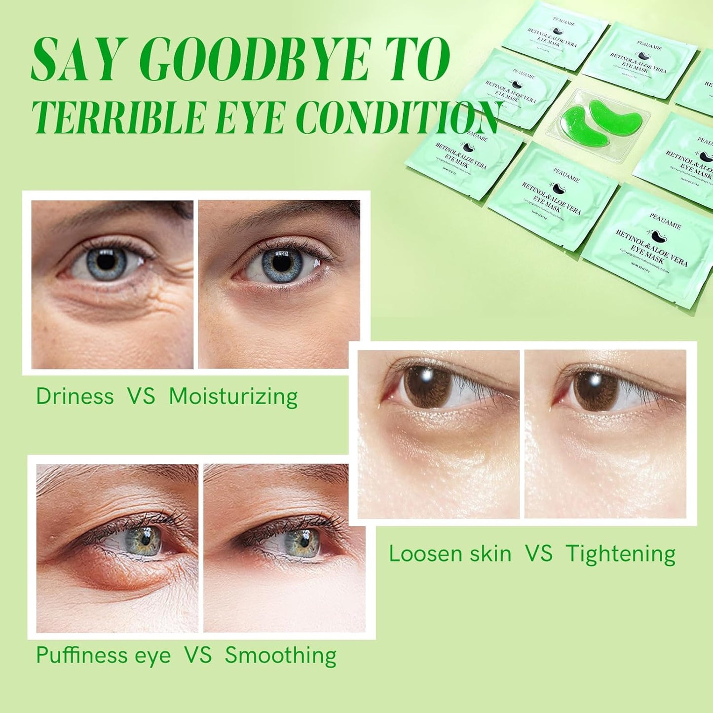 PEAUAMIE Under Eye Patches with Retinol & Aloe Vera 30 Pairs