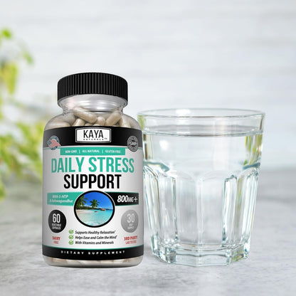 Kaya Naturals Herbal Stress Support Capsules Mood Calm Relax 60 Count