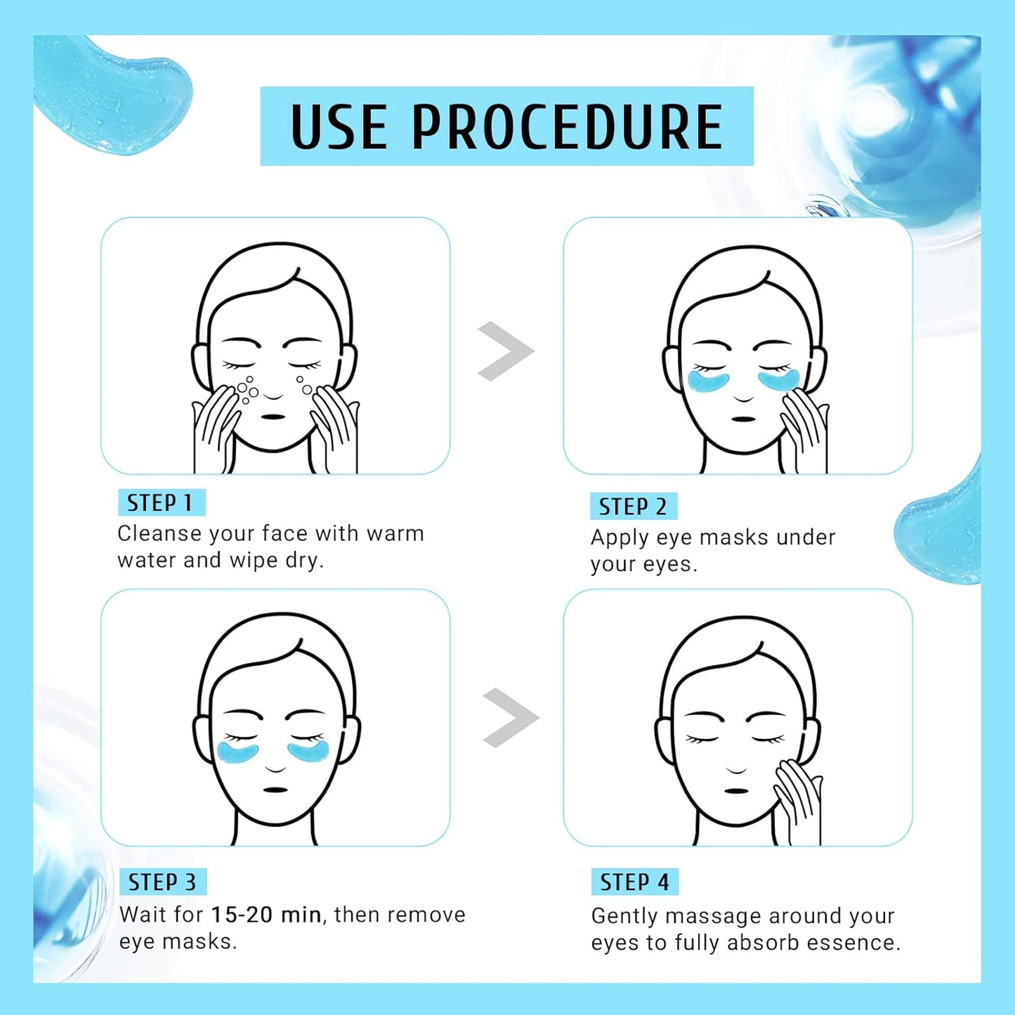 PEAUAMIE Hyaluronic Acid Under Eye Patches 30 Pairs