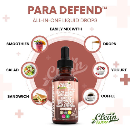 Clean Nutra Para Defend Herbal Liquid Drops – Wormwood, Black Walnut, Neem & Oregano Blend Supplement