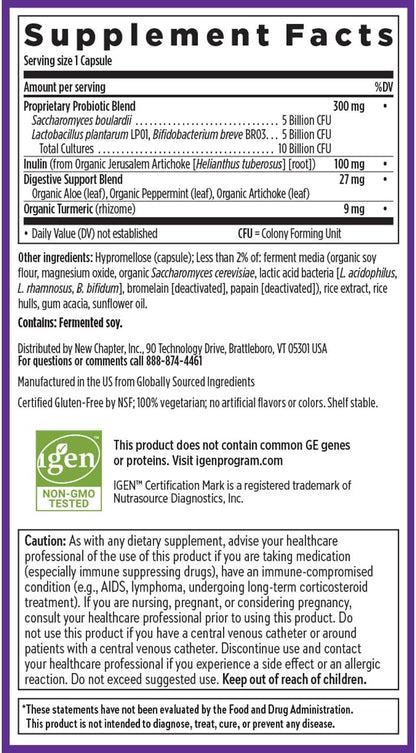 New Chapter All-Flora Probiotic with Prebiotics & Postbiotics Vegetarian Capsules 60 Count
