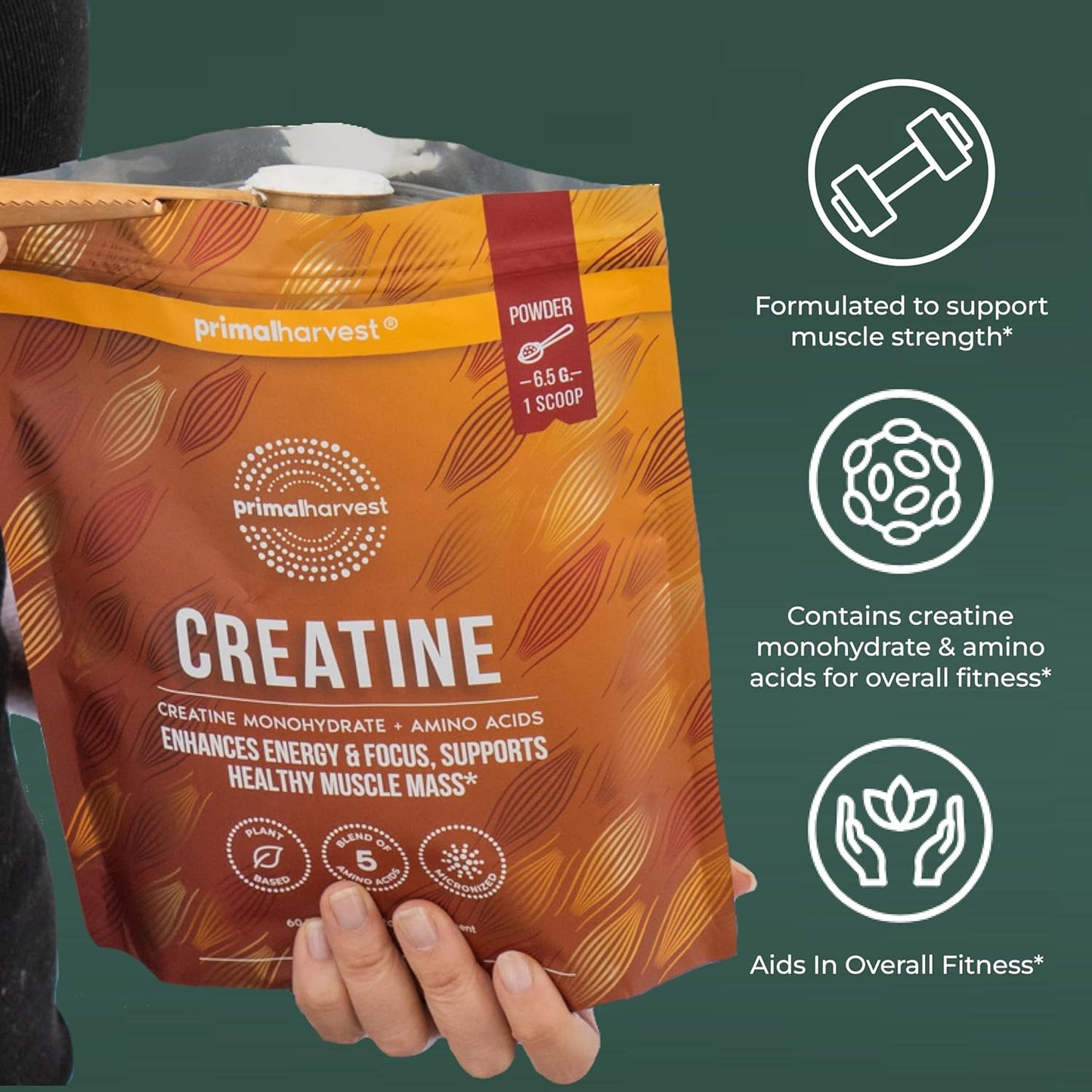 Primal Harvest Creatine Powder Dietary Supplement 1 Container