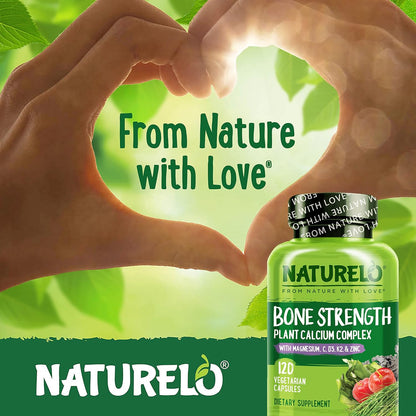 NATURELO Calcium Supplement 600 mg with Vitamins C D3 K2 Magnesium Zinc 120 Caps