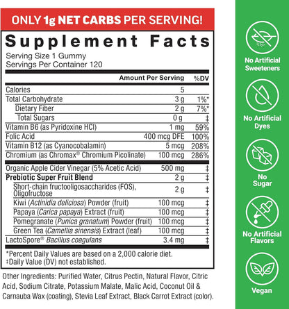 Force Factor ProbioSlim Keto ACV Gummies Apple Cider Vinegar Probiotics 120 Count