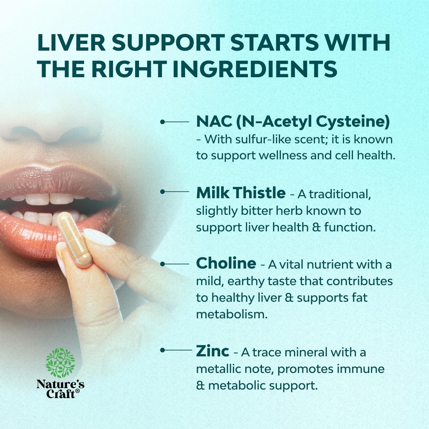 NAC Liver Support Supplement Milk Thistle Turmeric Choline Glutathione 60 Count