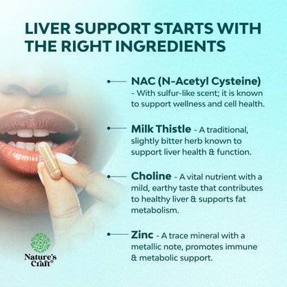 NAC Liver Support Supplement Milk Thistle Turmeric Choline Glutathione 60 Count