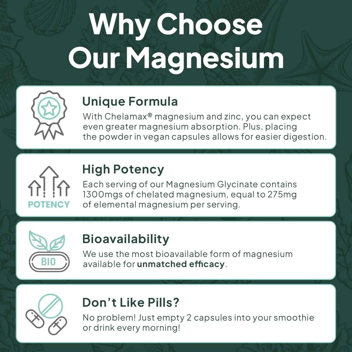 Organics Ocean Magnesium Glycinate with Zinc Capsules 90 Count