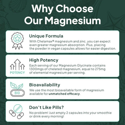 Organics Ocean Magnesium Glycinate with Zinc Capsules 90 Count