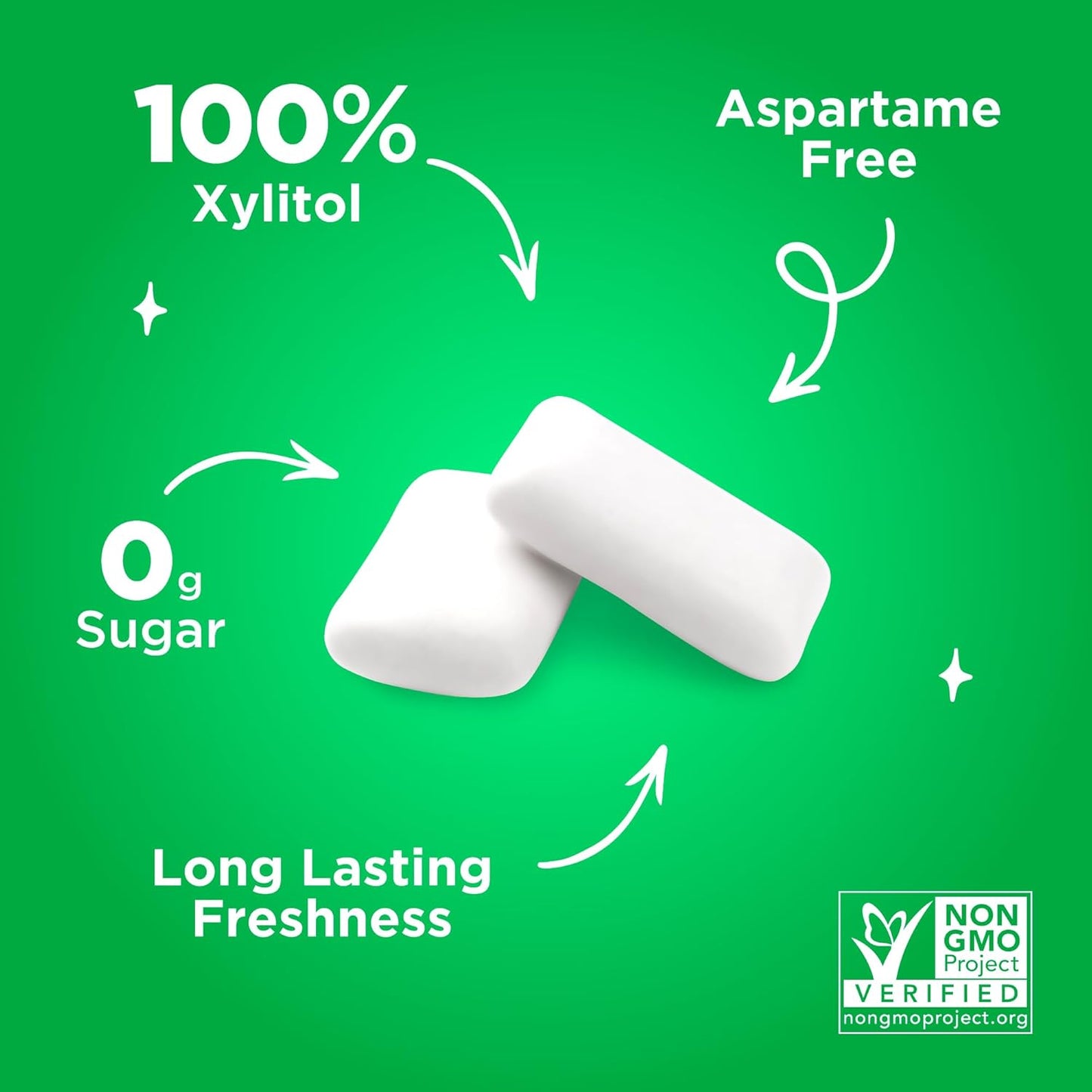 PUR Spearmint Chewing Gum Aspartame Free with Xylitol 55 Pieces