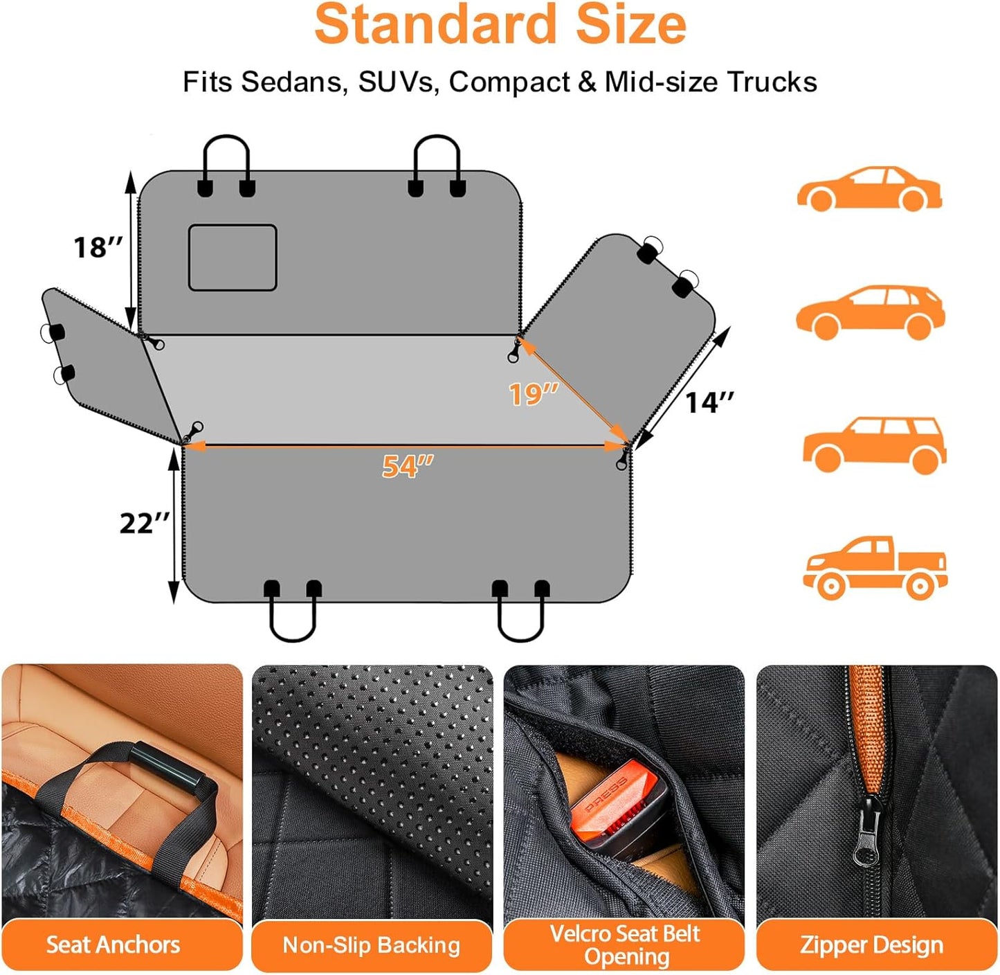 URPOWER Dog Car Seat Cover Waterproof Heavy Duty Hammock for Cars, Trucks & SUVs