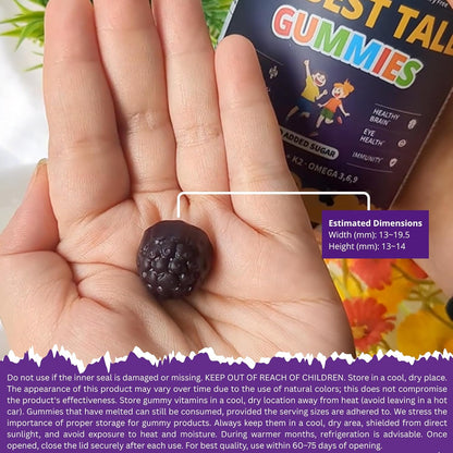 NuBest Tall Kids Gummies Calcium Vitamin D3 K2 Magnesium Zinc B Complex Berry Flavor