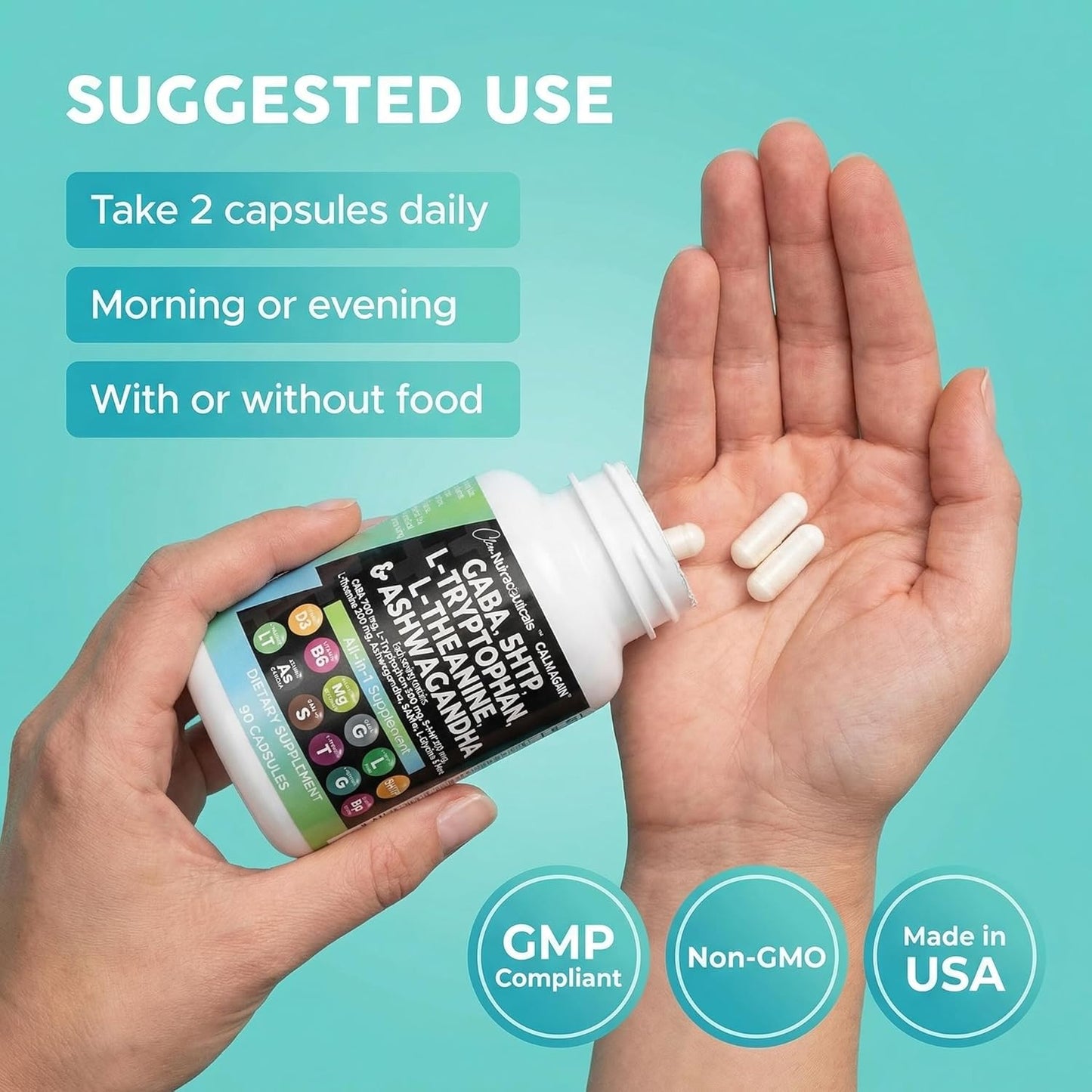 Clean Nutraceuticals GABA 5-HTP L-Theanine Ashwagandha Mood Support Capsules