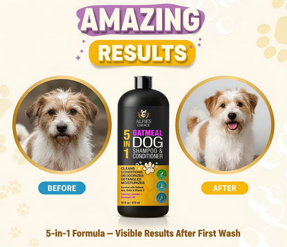 ALFIE'S CHOICE Oatmeal Dog Shampoo Conditioner 16 fl oz 5-in-1 Sensitive Skin