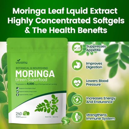 Pure Moringa Softgels Liposomal Extract 30:1 High Absorption 120 Day Supply
