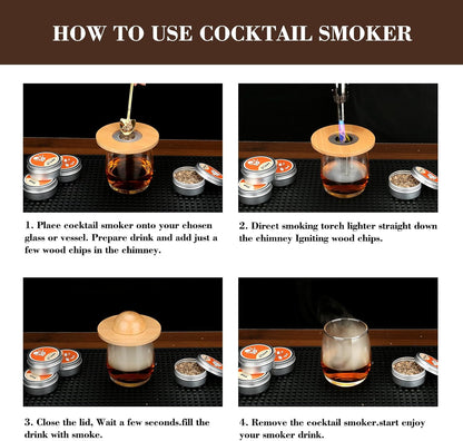 Cocktail Smoker Kit with Wood Chips Whiskey Drink Smoker Set