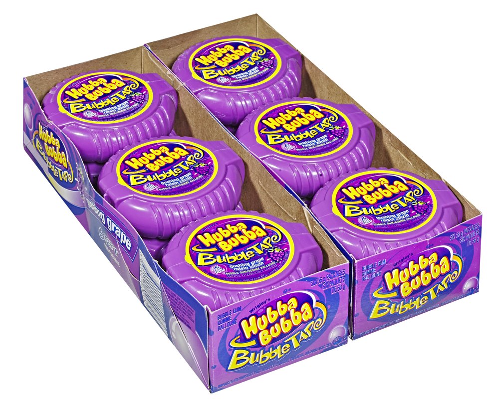 Hubba Bubba Bubble Tape Gushing Grape Bubble Gum 1.97 oz 12 Pack