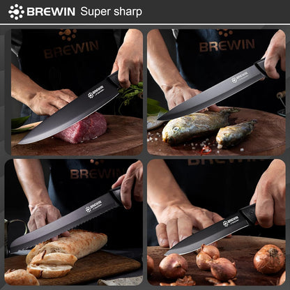 Brewin Kitchen Knife Set with Universal Knife Block Dishwasher Safe