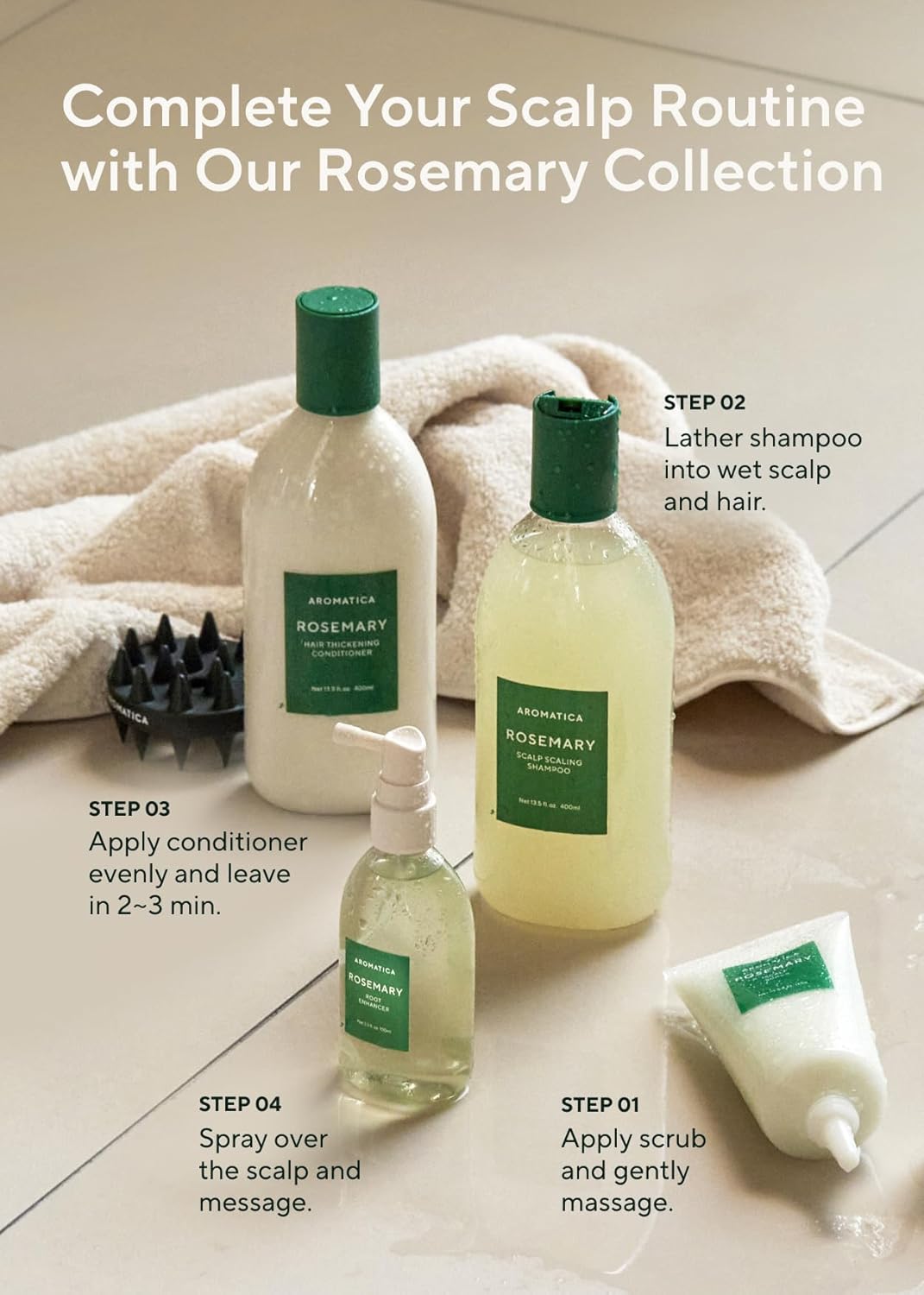 AROMATICA Root Enhancer Rosemary Water Hair Spray with Rosemary, Caffeine & Biotin