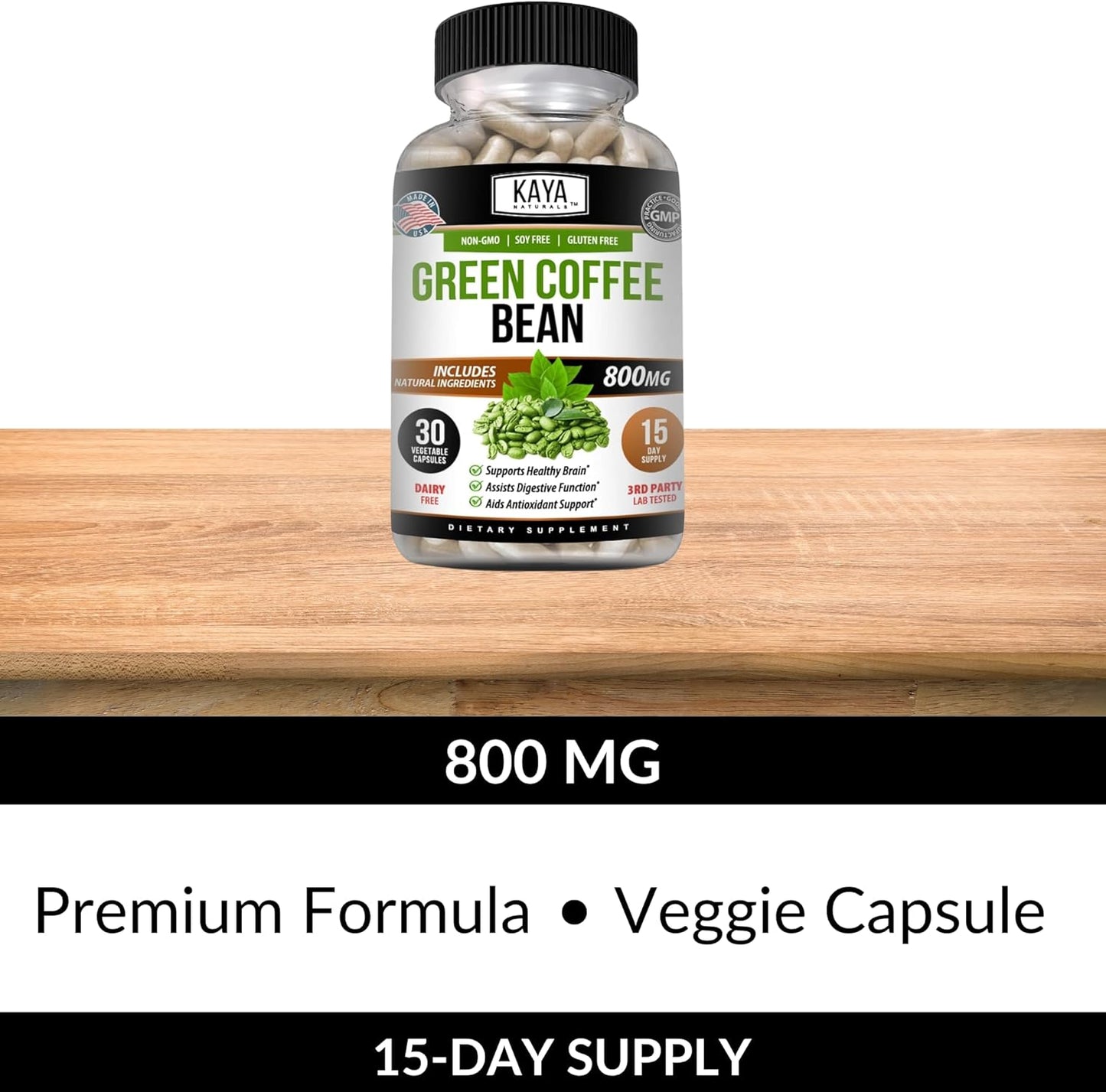 Kaya Naturals Green Coffee Bean Extract Non-GMO Gluten-Free 30 Count