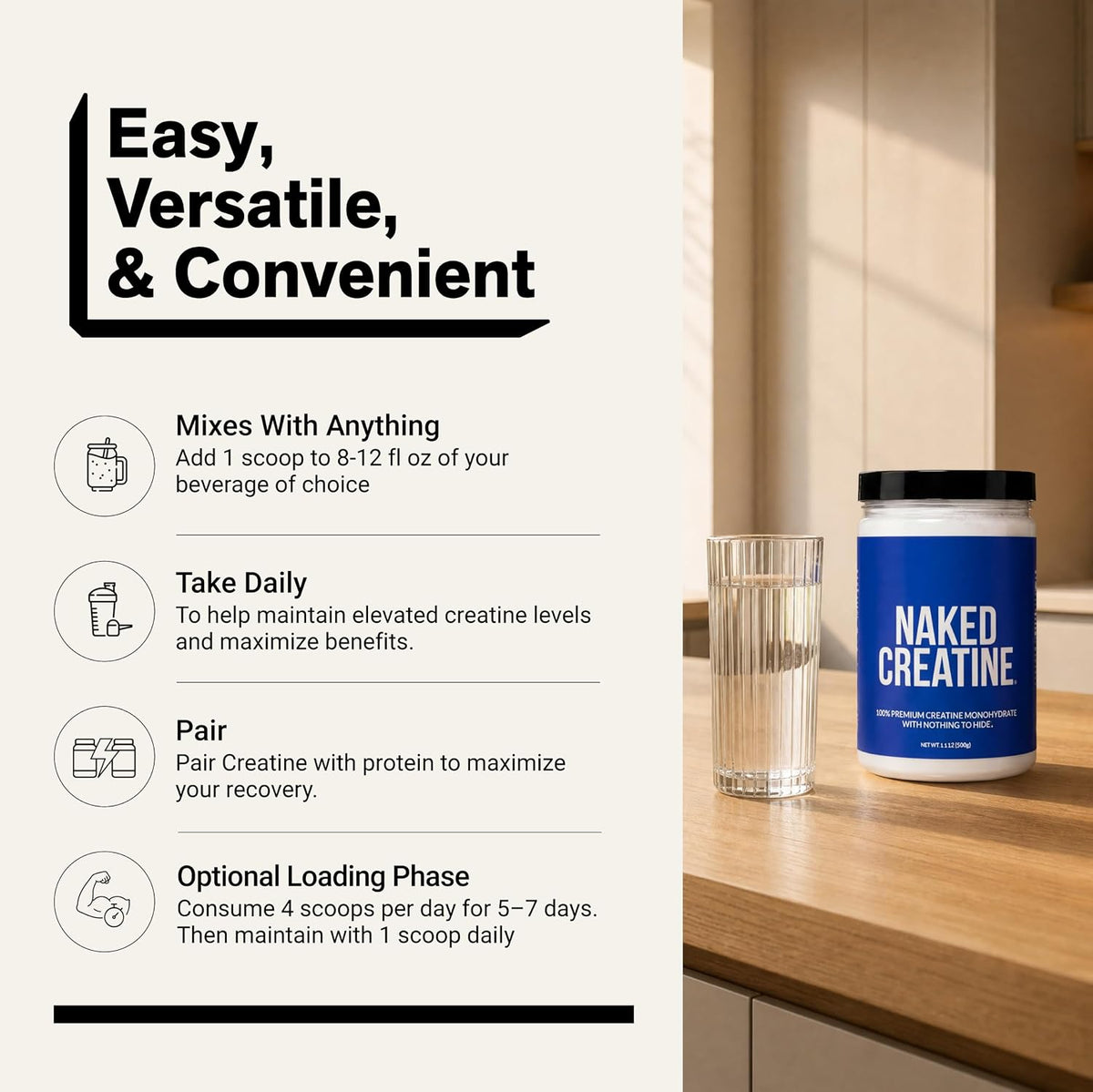 NAKED Pure Micronized Creatine Monohydrate Powder Unflavored 500 g 100 Servings