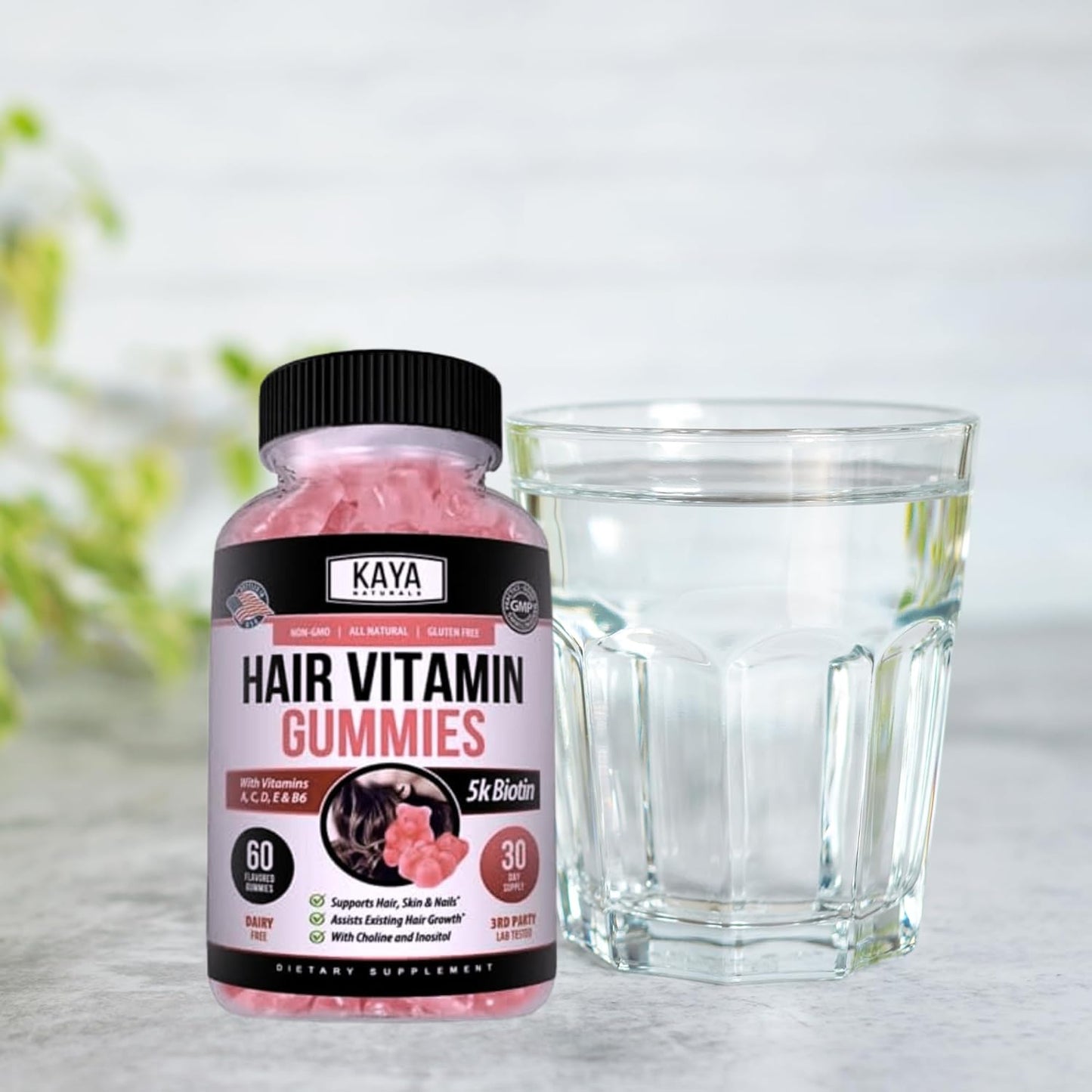 Kaya Naturals Hair Growth Gummies Biotin 5000 mcg Blueberry 60 Count