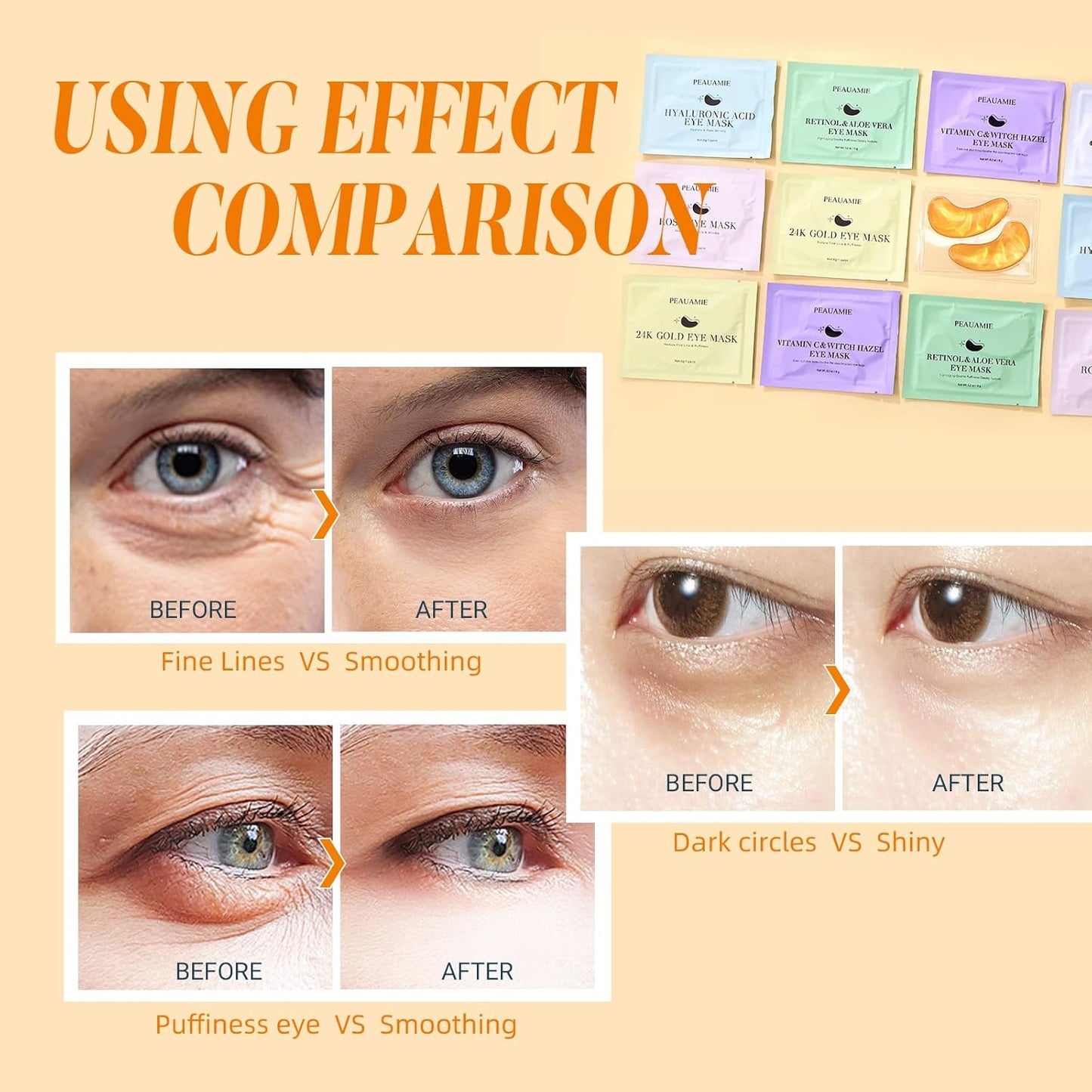 PEAUAMIE Under Eye Patches with Collagen & Hyaluronic Acid 24 Pairs