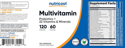 Nutricost Multivitamin with Probiotics 120 Vegetarian Capsules