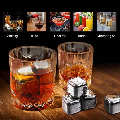 Whiskey Gift Set with Glasses and Stainless Steel Ice Stones 2 Glass Set