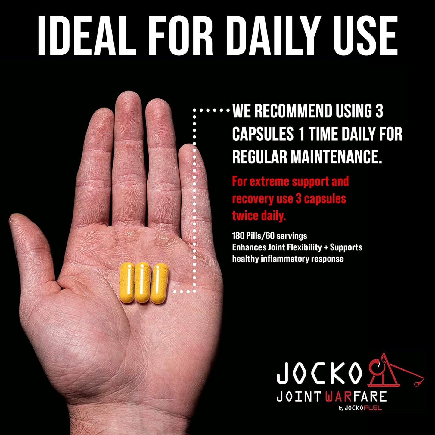 Jocko Fuel Joint Support Glucosamine MSM Turmeric Boswellia Capsules 180 Count