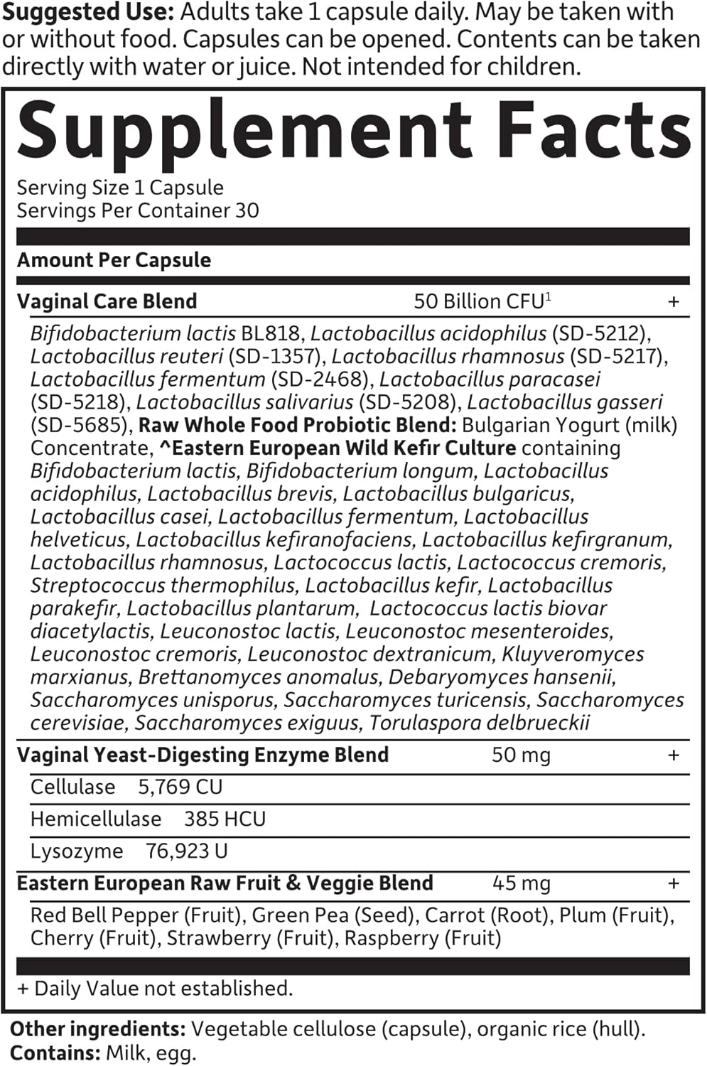 Garden of Life Raw Probiotics Vaginal Care 50 Billion CFU 38 Strains Vegetarian Capsules 30 Count